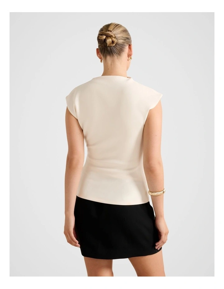 Leenah Grown On Neck Crepe Top in Cream image 2