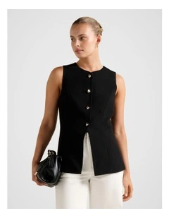 Ally Long Waistcoat in Black