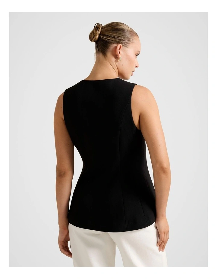 Ally Long Waistcoat in Black image 2