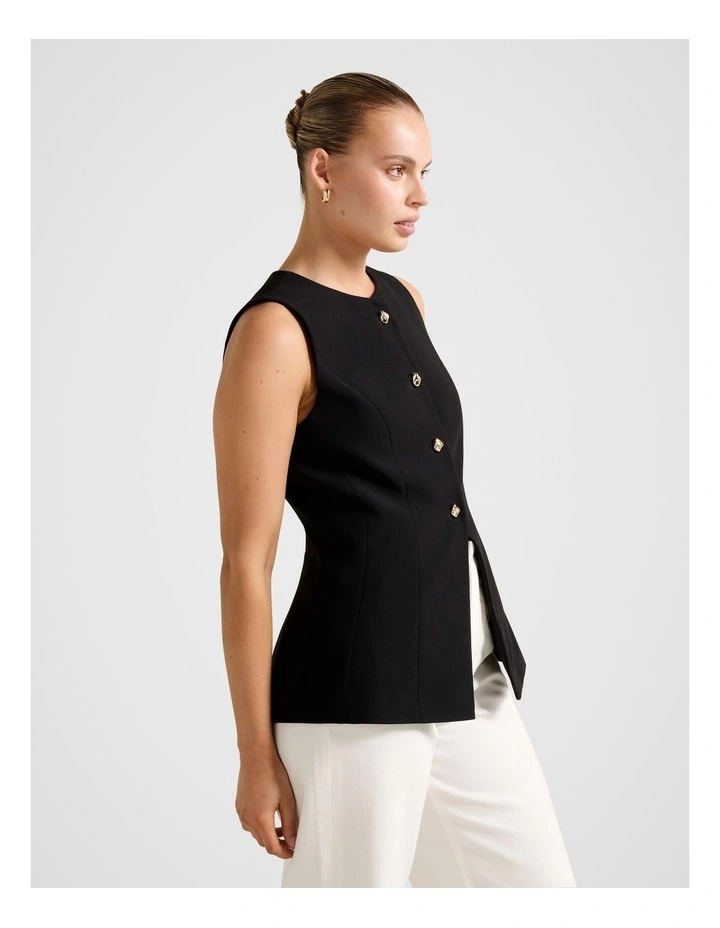 Ally Long Waistcoat in Black image 3