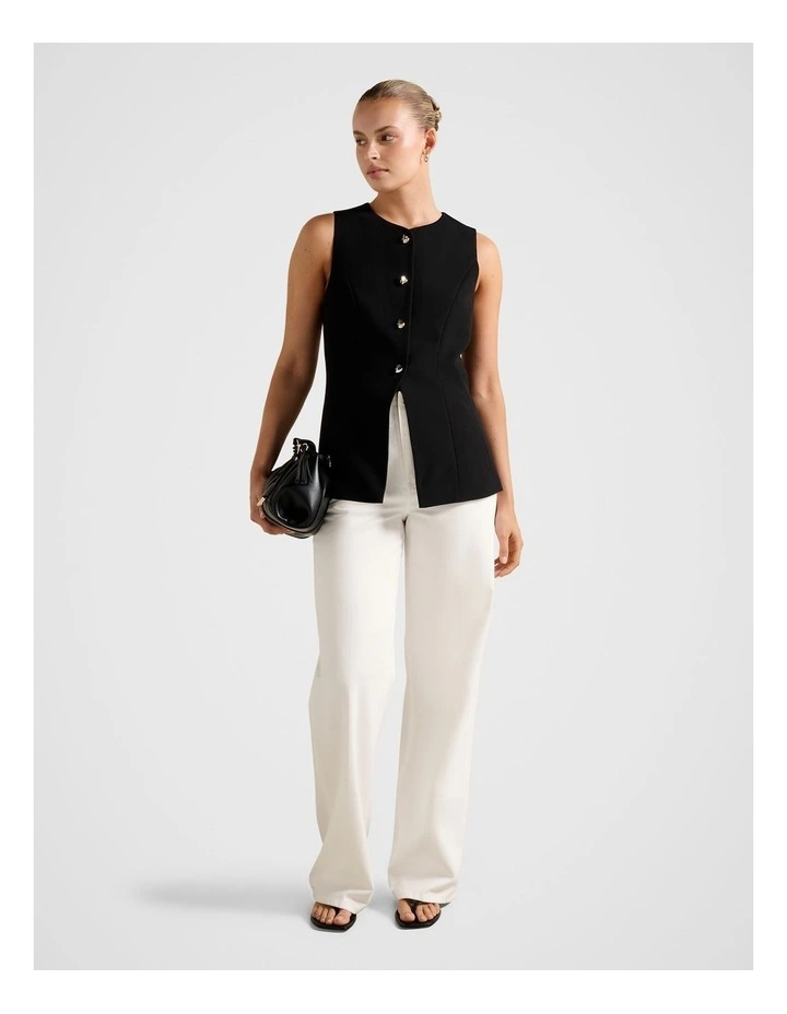 Ally Long Waistcoat in Black image 5