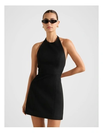 Lola Backless Halter Neck Mini Dress in Black