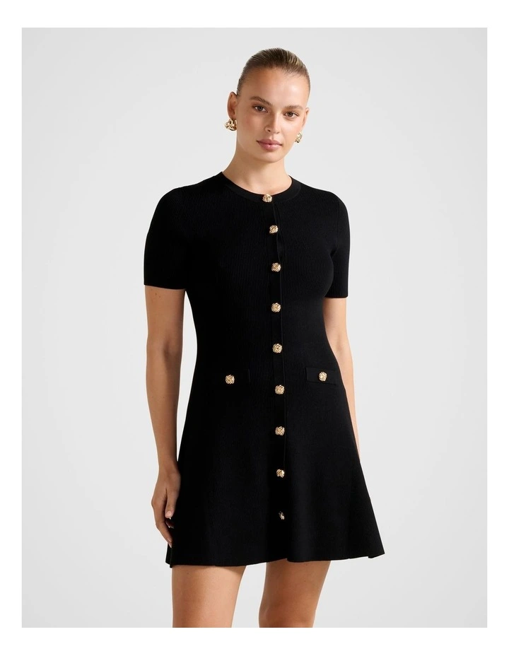 Mallory Knitted Mini Dress in Black image 1