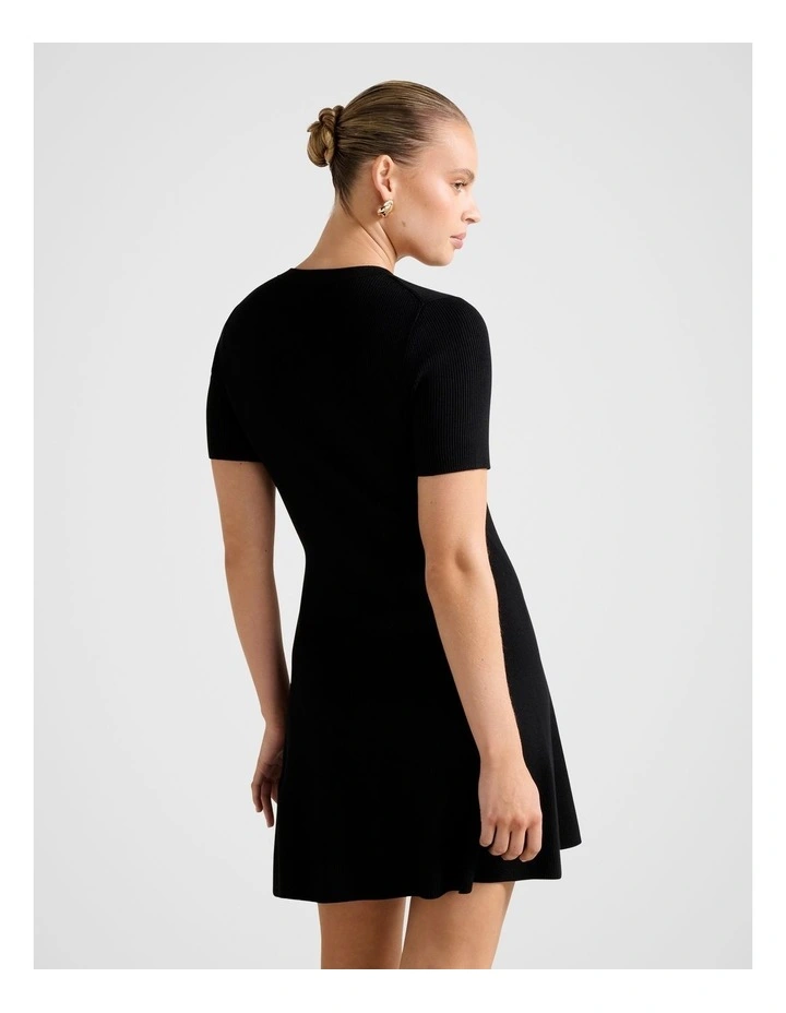Mallory Knitted Mini Dress in Black image 2