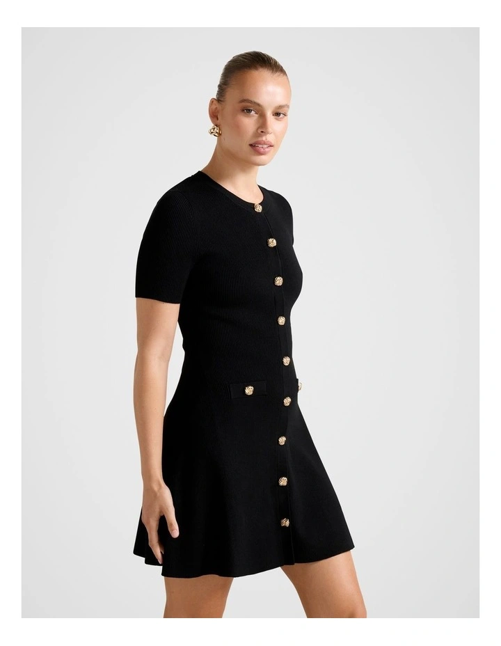 Mallory Knitted Mini Dress in Black image 3