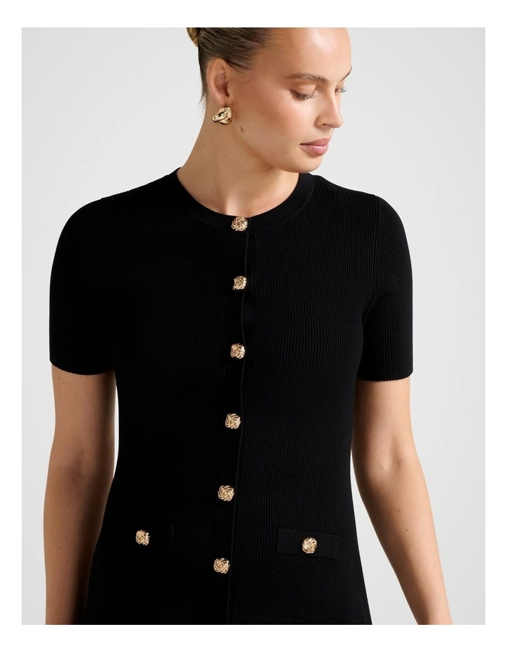 Mallory Knitted Mini Dress in Black image 4