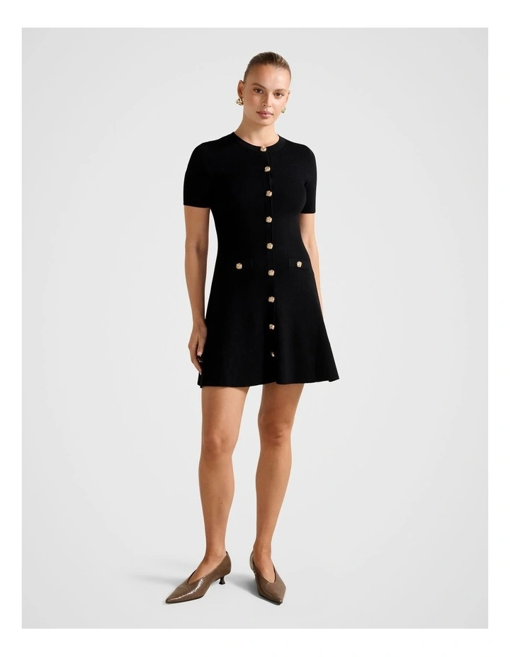 Mallory Knitted Mini Dress in Black image 5