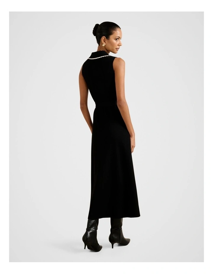 Raegan Contrast Trim Midi Dress in Black image 2