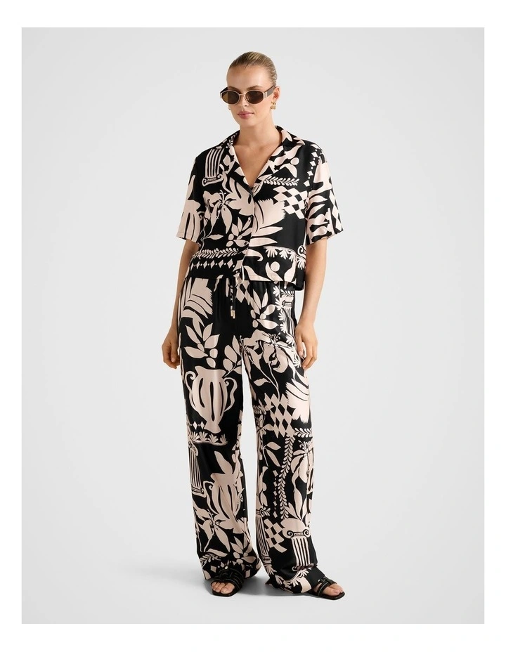 Anika Cropped Satin Shirt in Black image 5