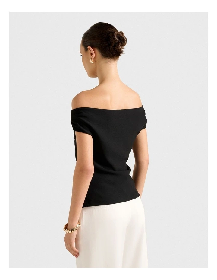 Somer Crepe Bardot Top in Black image 2