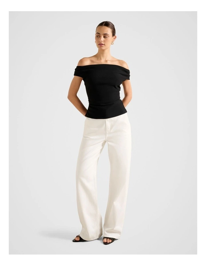 Somer Crepe Bardot Top in Black image 5