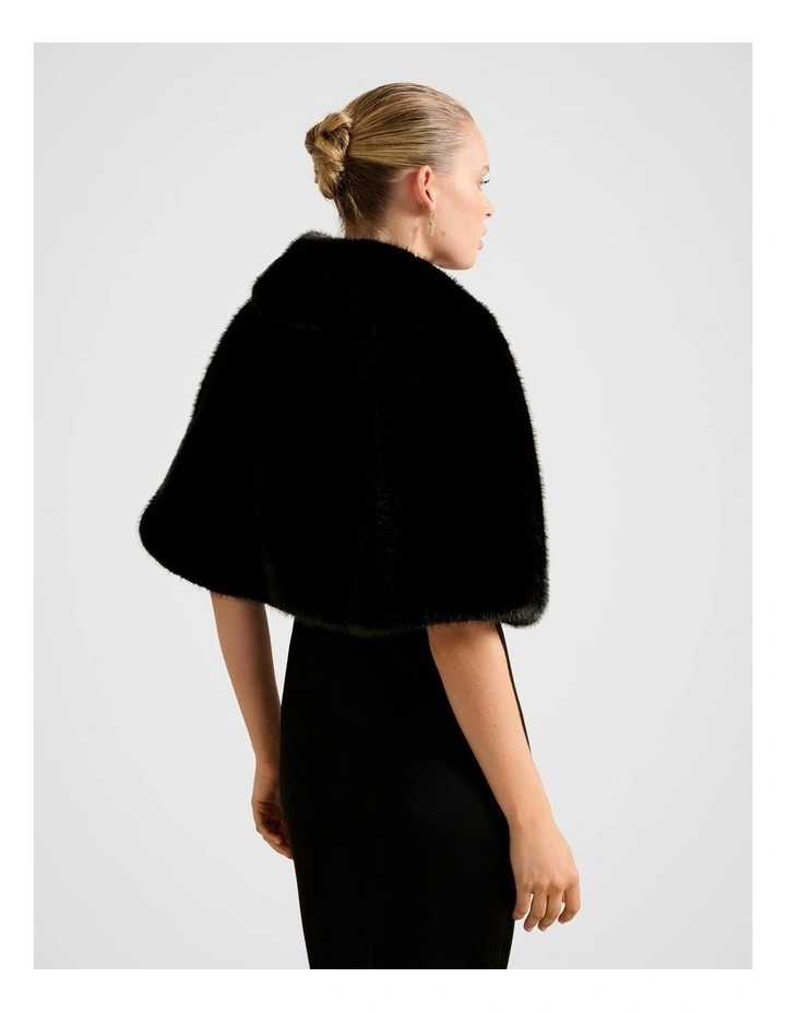 Evelyn Faux Fur Wrap in Black image 2