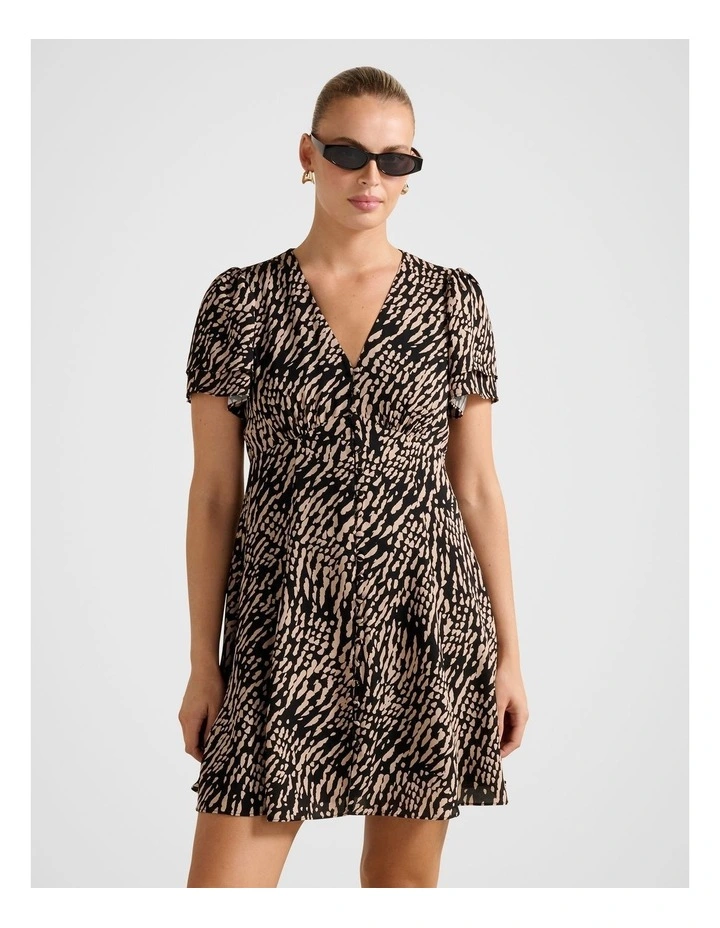 Pria Button Through Mini Dress in Multi image 1