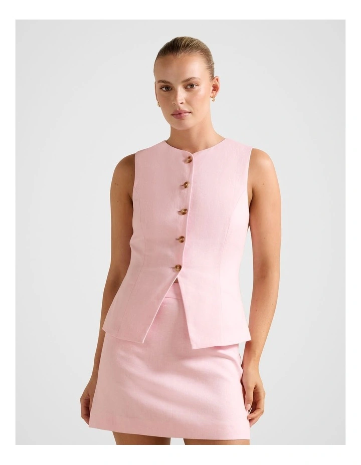 Saylor Linen Waistcoat in Pink image 1