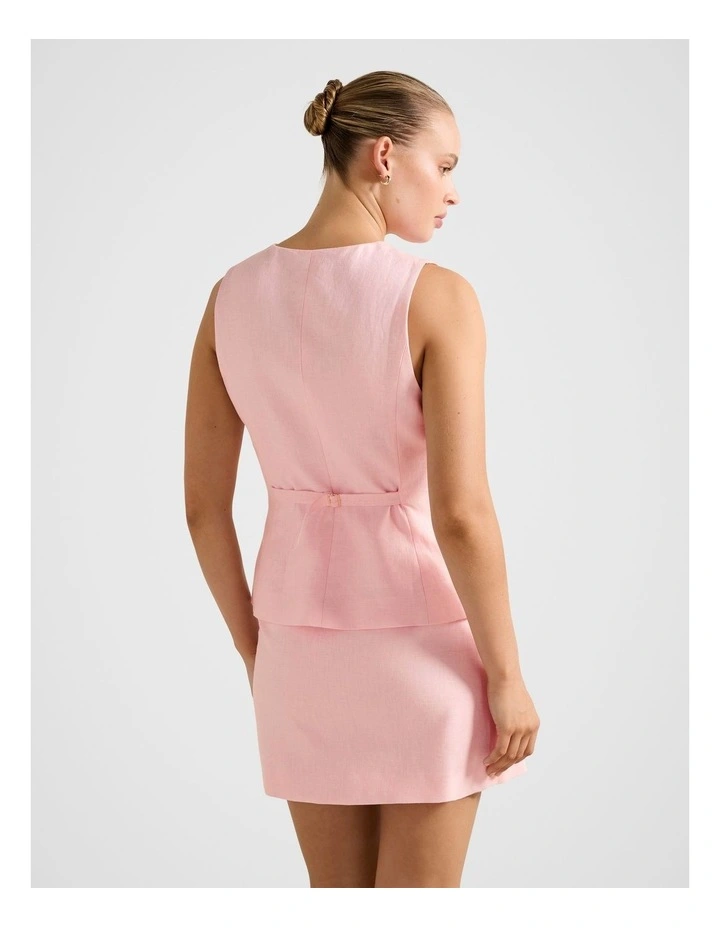 Saylor Linen Waistcoat in Pink image 2