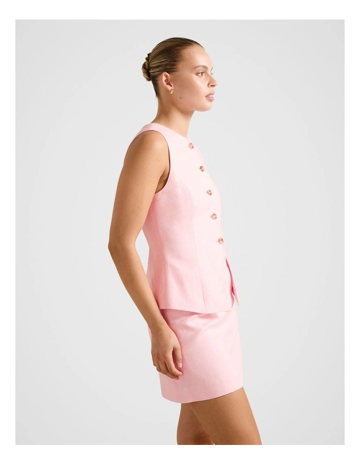 Saylor Linen Waistcoat in Pink image 3