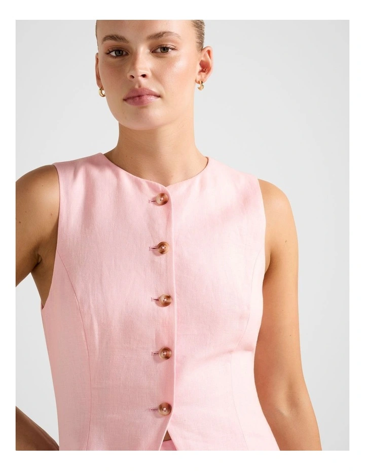 Saylor Linen Waistcoat in Pink image 4