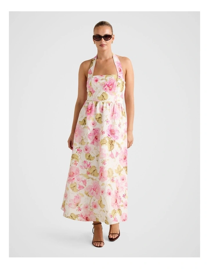 Tilda Halter Neck Midi Dress in Multi image 1