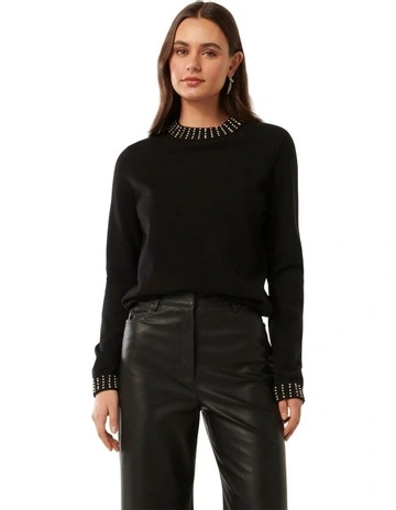 Tara Embellished Sweater in Black