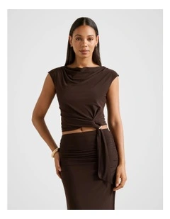 Jazelle Hardware Drape Detail Top in Chocolate