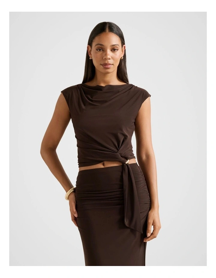 Jazelle Hardware Drape Detail Top in Chocolate image 1
