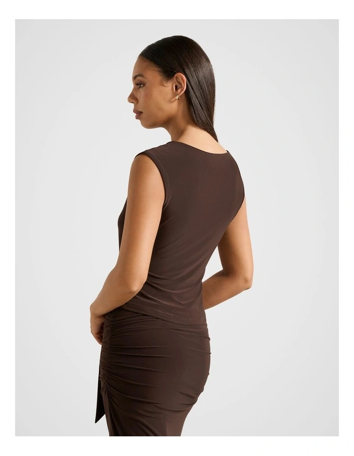Jazelle Hardware Drape Detail Top in Chocolate image 2