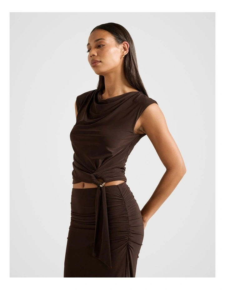 Jazelle Hardware Drape Detail Top in Chocolate image 3