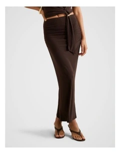 Jazelle Jersey Maxi Skirt in Brown