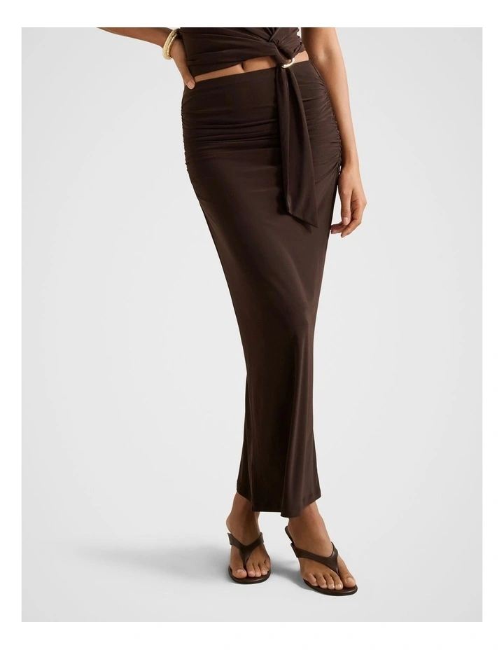 Jazelle Jersey Maxi Skirt in Brown image 1