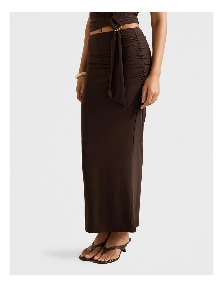 Jazelle Jersey Maxi Skirt in Brown image 3