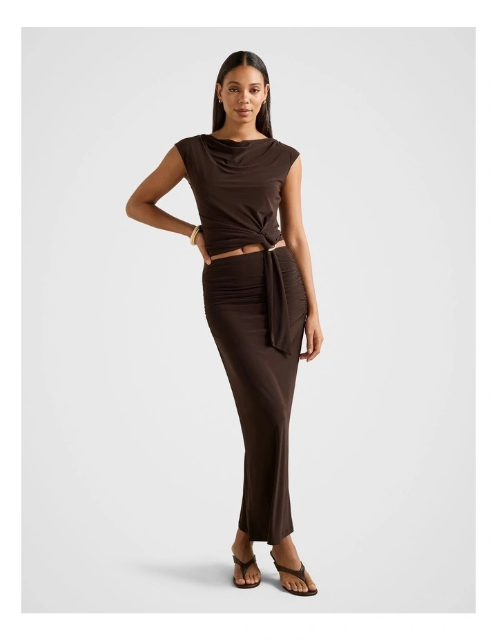Jazelle Jersey Maxi Skirt in Brown image 5