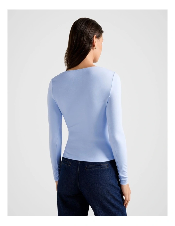 Roma Asymmetrical Neck Top in Blue image 2