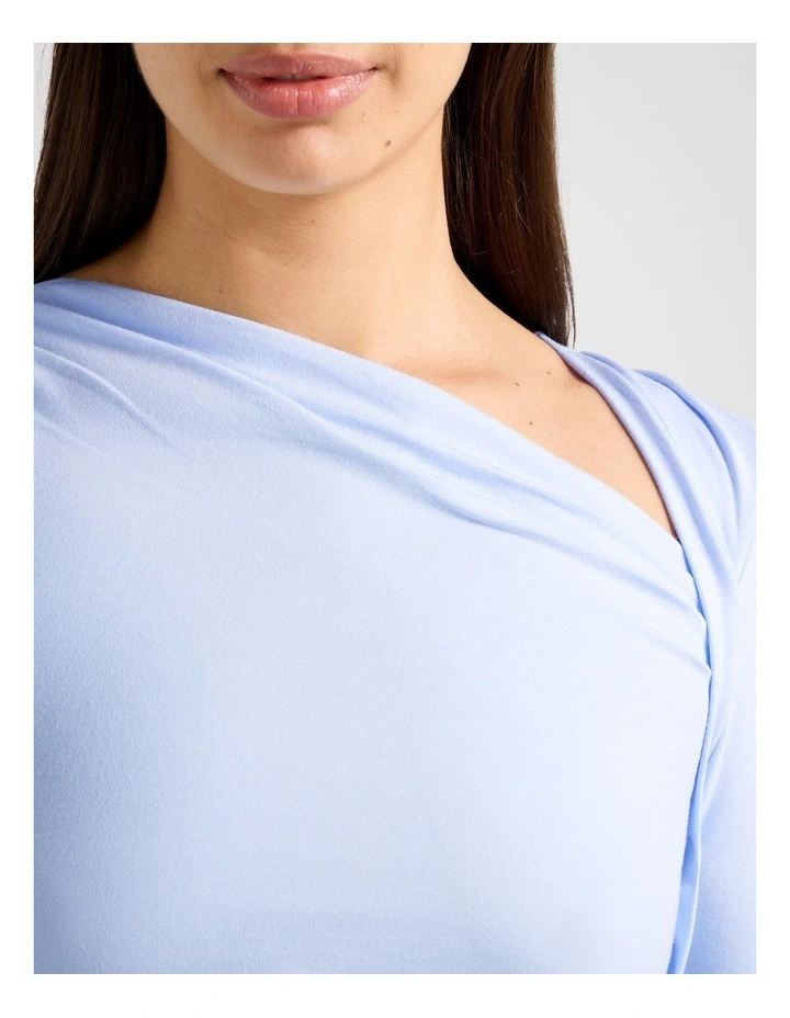 Roma Asymmetrical Neck Top in Blue image 4