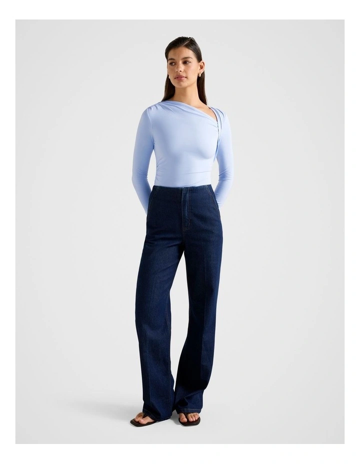 Roma Asymmetrical Neck Top in Blue image 5