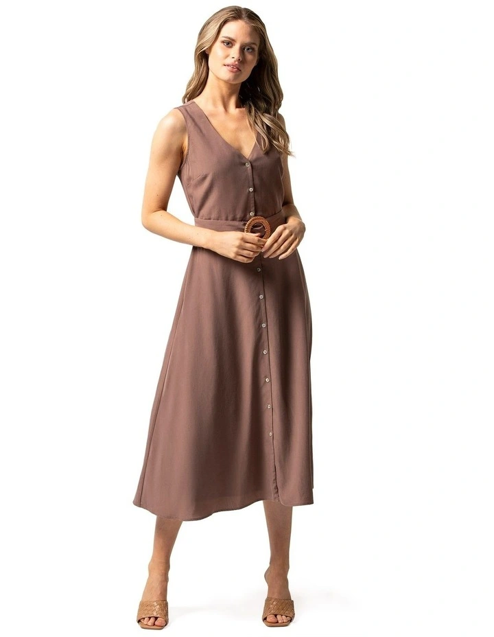 Mina A-line Belted Midi Dress image 1