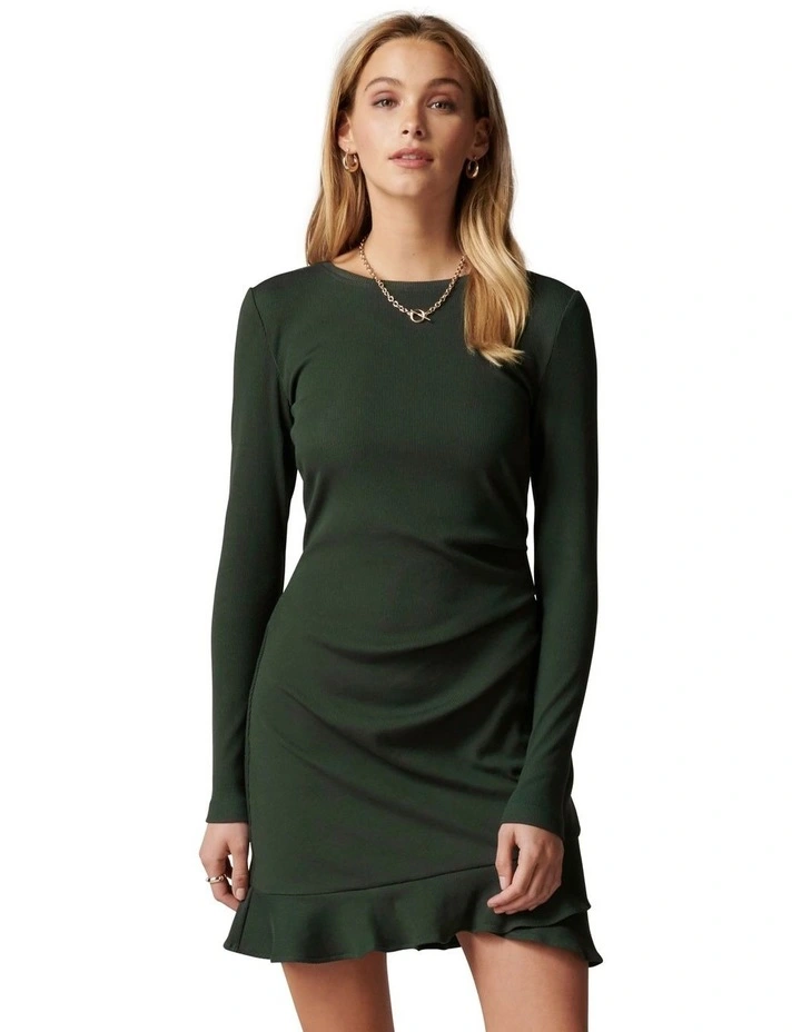 Annie Rib Long Sleeve Frill Dress image 1