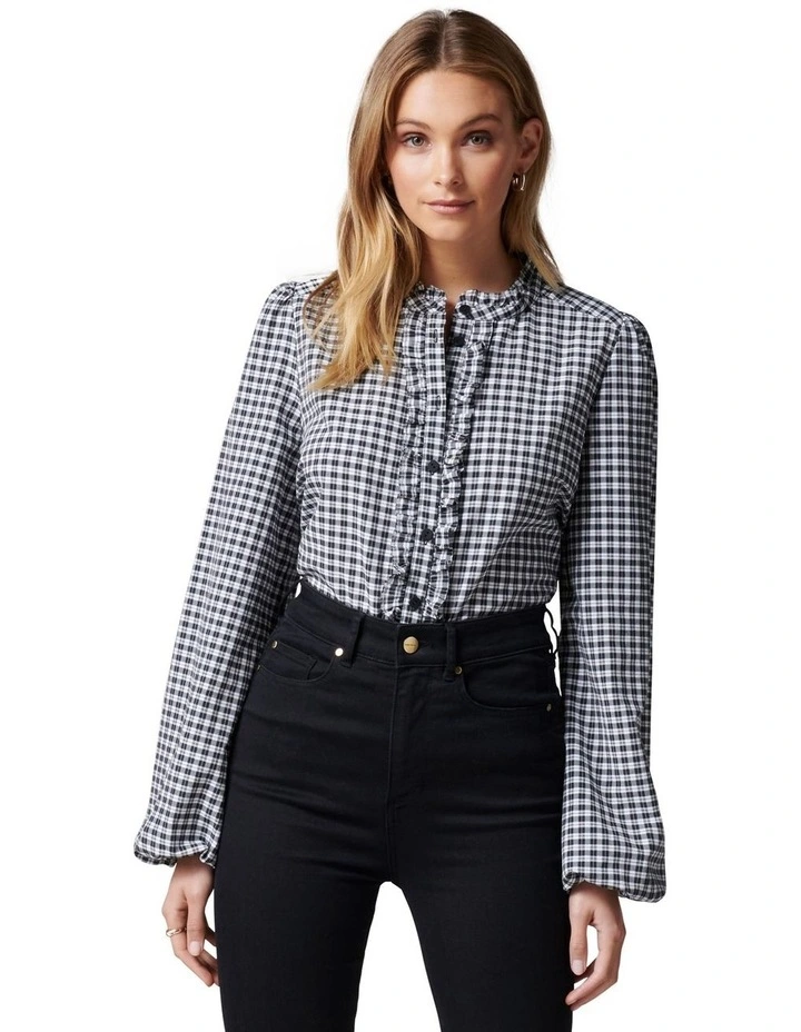 Anna Ruffle Check Blouse image 1