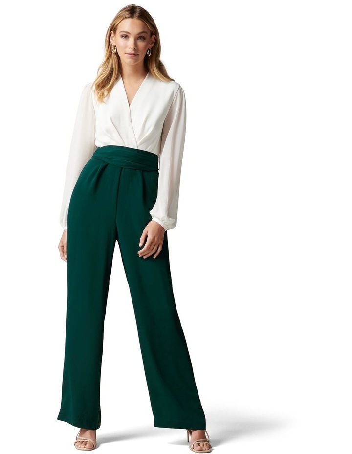 Agatha wrap sheer sleeve jumpsuit clearance