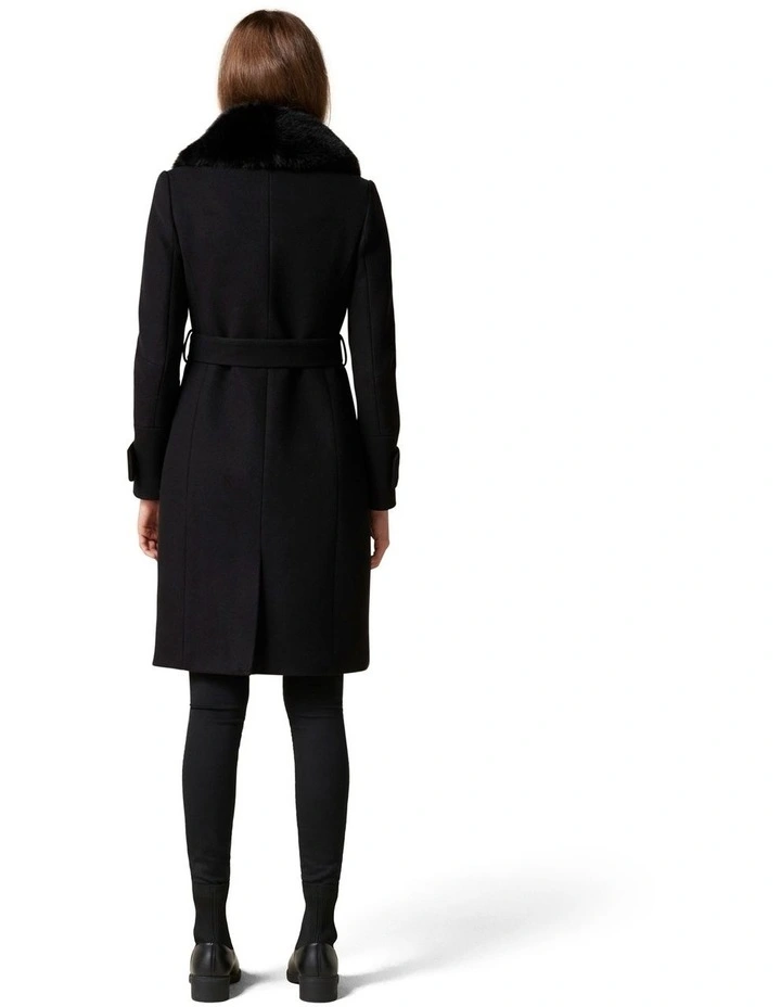 Forever New Jamie Fur Collar Coat Myer Forever New Jamie Fur Collar Coat Myer, Jamie Black Fox Fur Hooded Pocket Coat