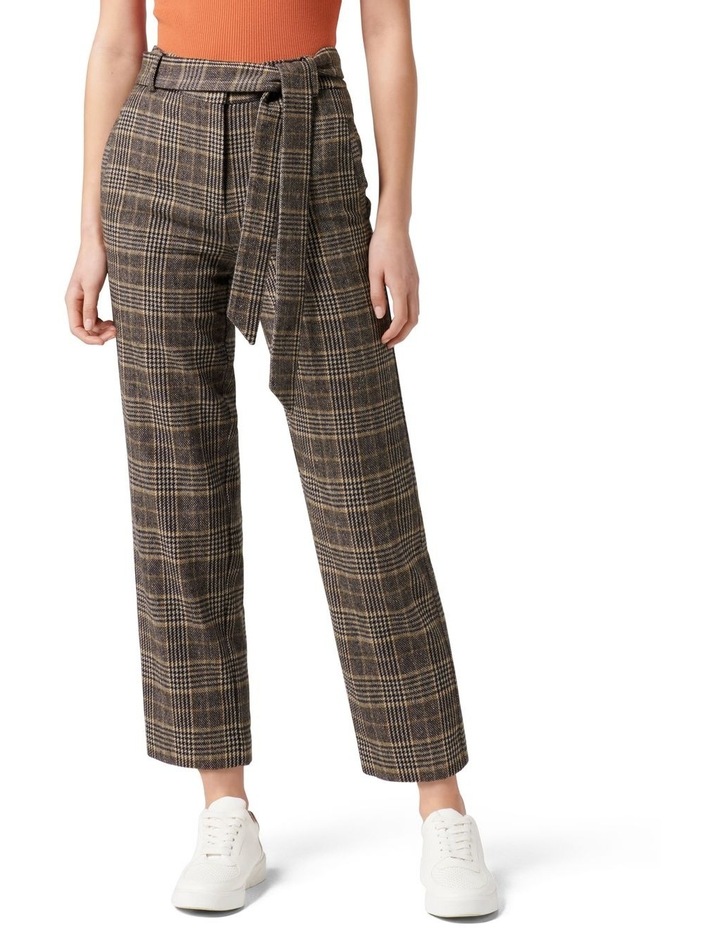 Cleo Straight Leg Check Pant Brown