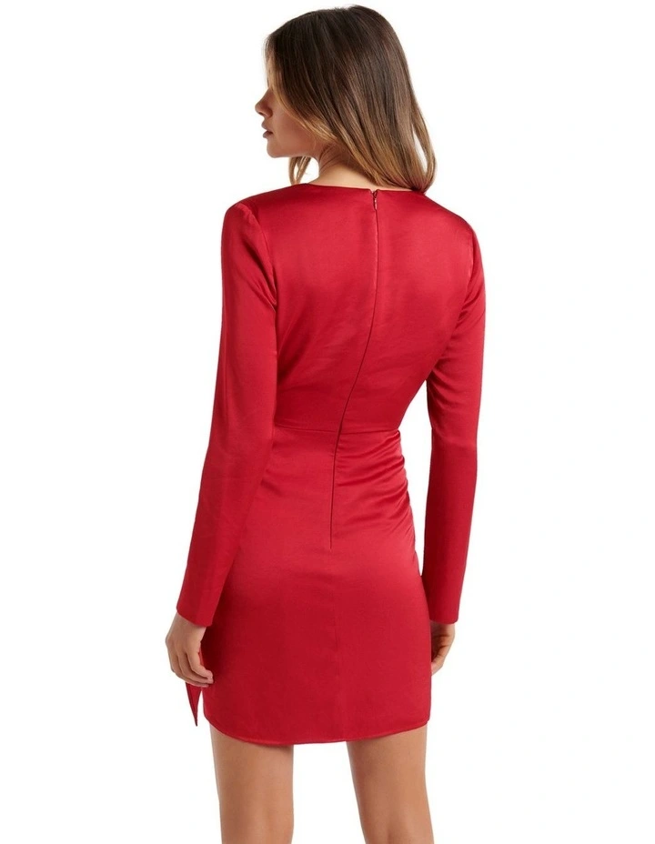 Ava Satin Sarong Mini Dress Red image 4