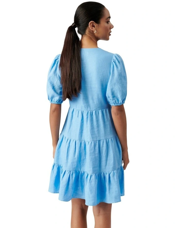 Tuscany Linen Mini Dress Blue Day image 3