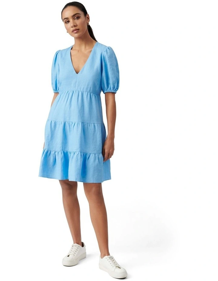 Tuscany Linen Mini Dress Blue Day image 4
