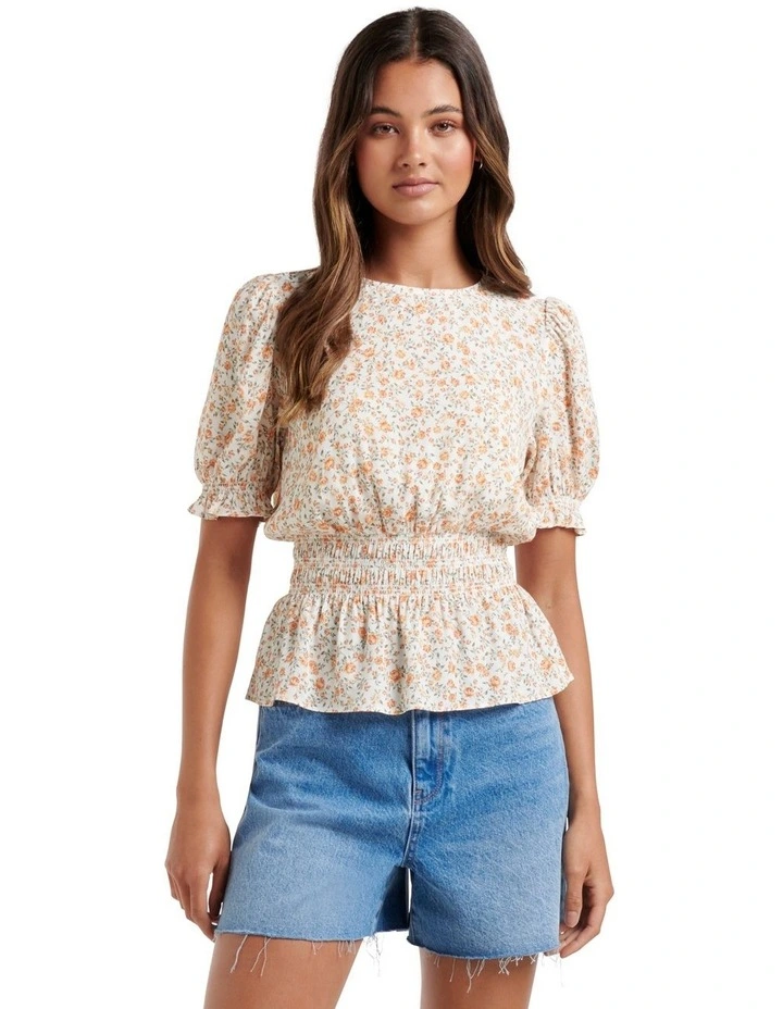 Alyssa Shirred Waist Blouse White image 1