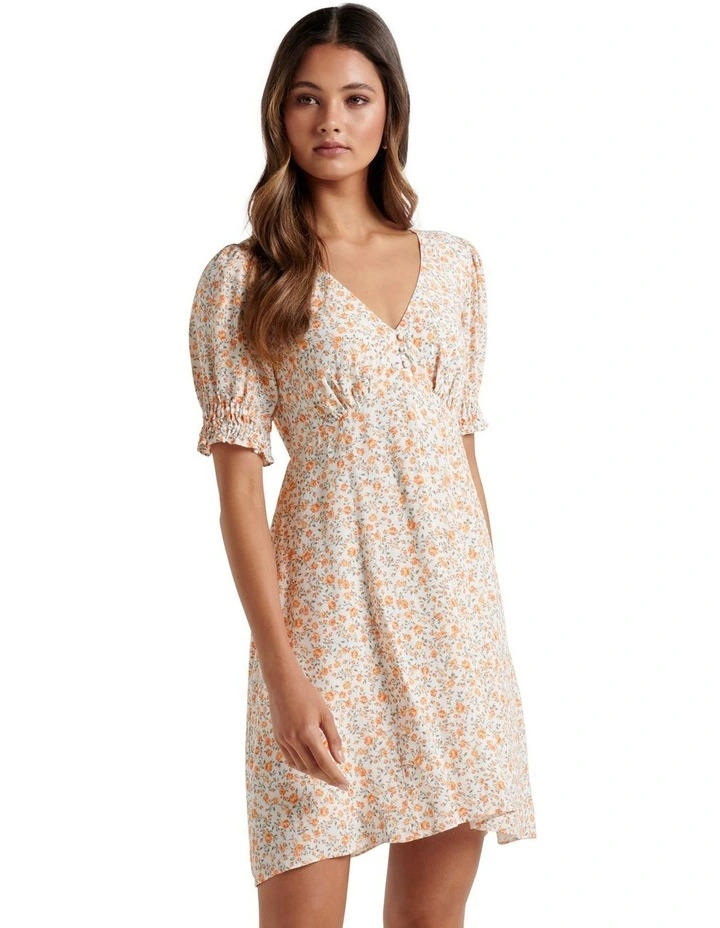 Emily Skater Mini Dress in Peach Montebello Ditsy image 1