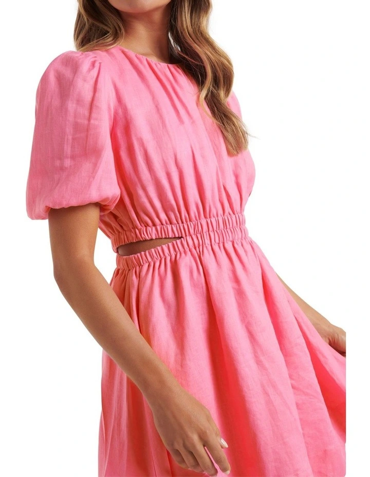 Bianca Cut Out Linen Mini Dress Carnation Pink image 2