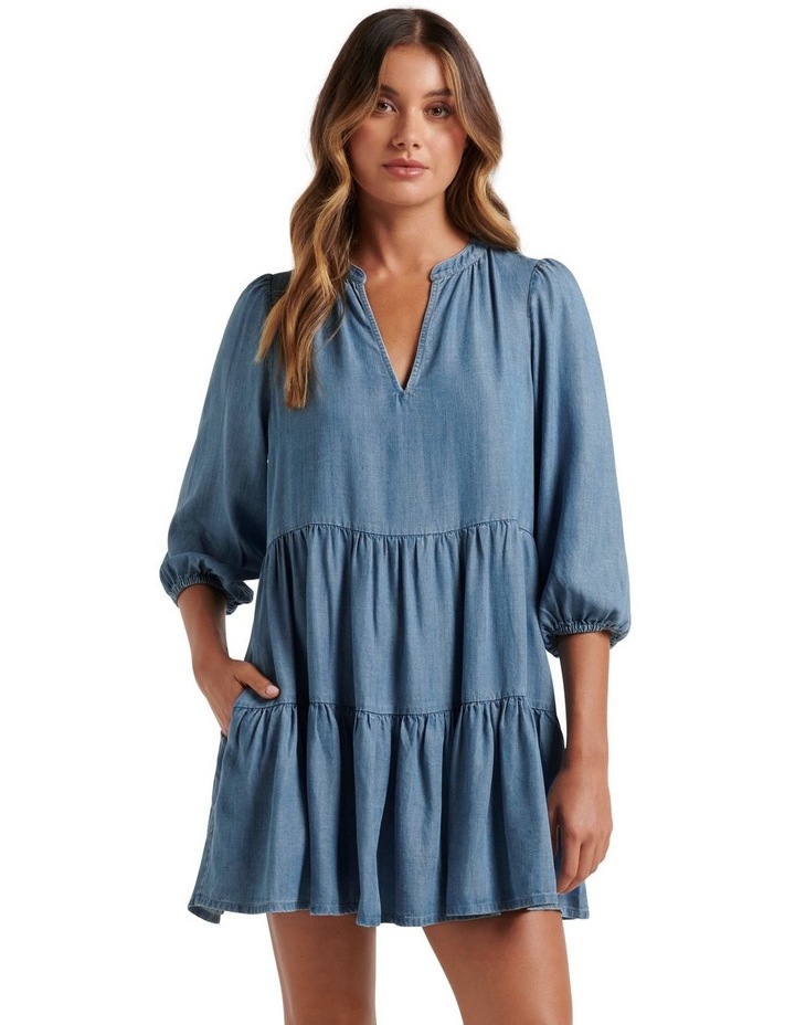 Frankie Smock Dress Mid Blue Wash