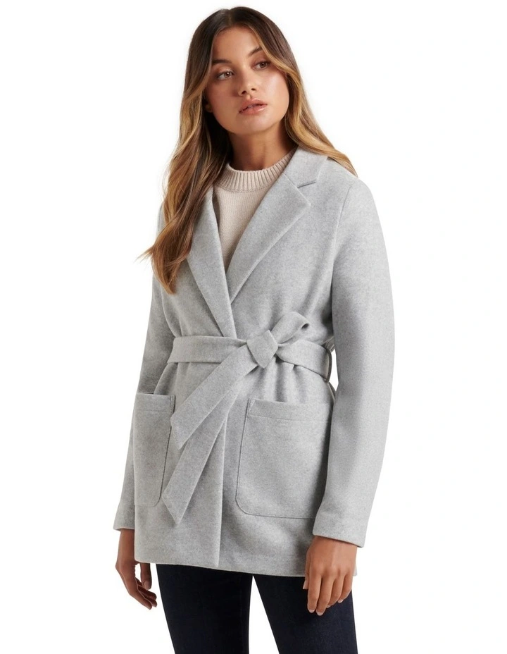 Sarah Wrap Coat Grey Marle image 1