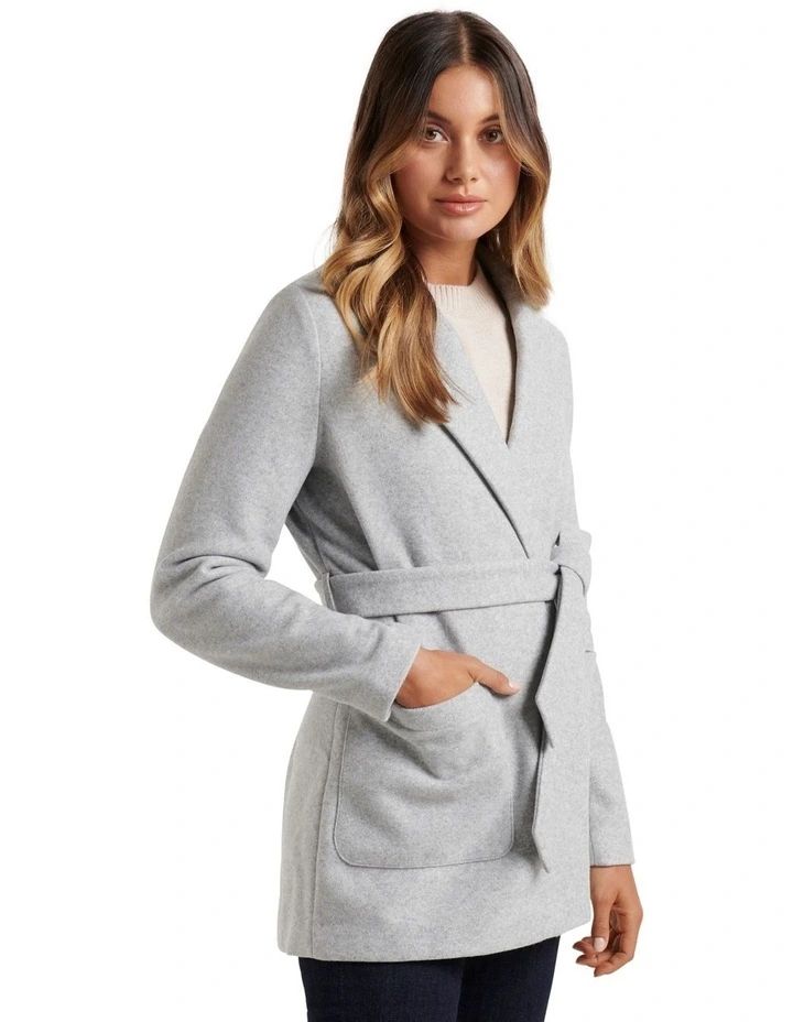 Sarah Wrap Coat Grey Marle image 3