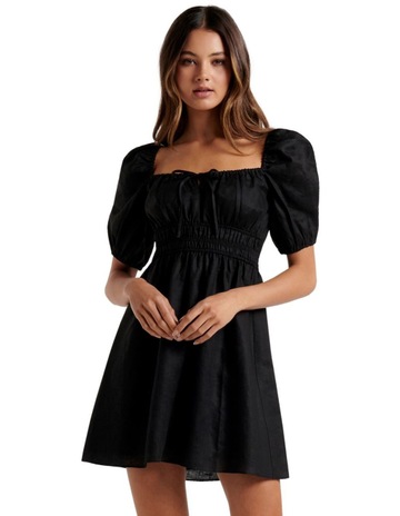 Josie Puff Sleeve Mini Dress Black 
